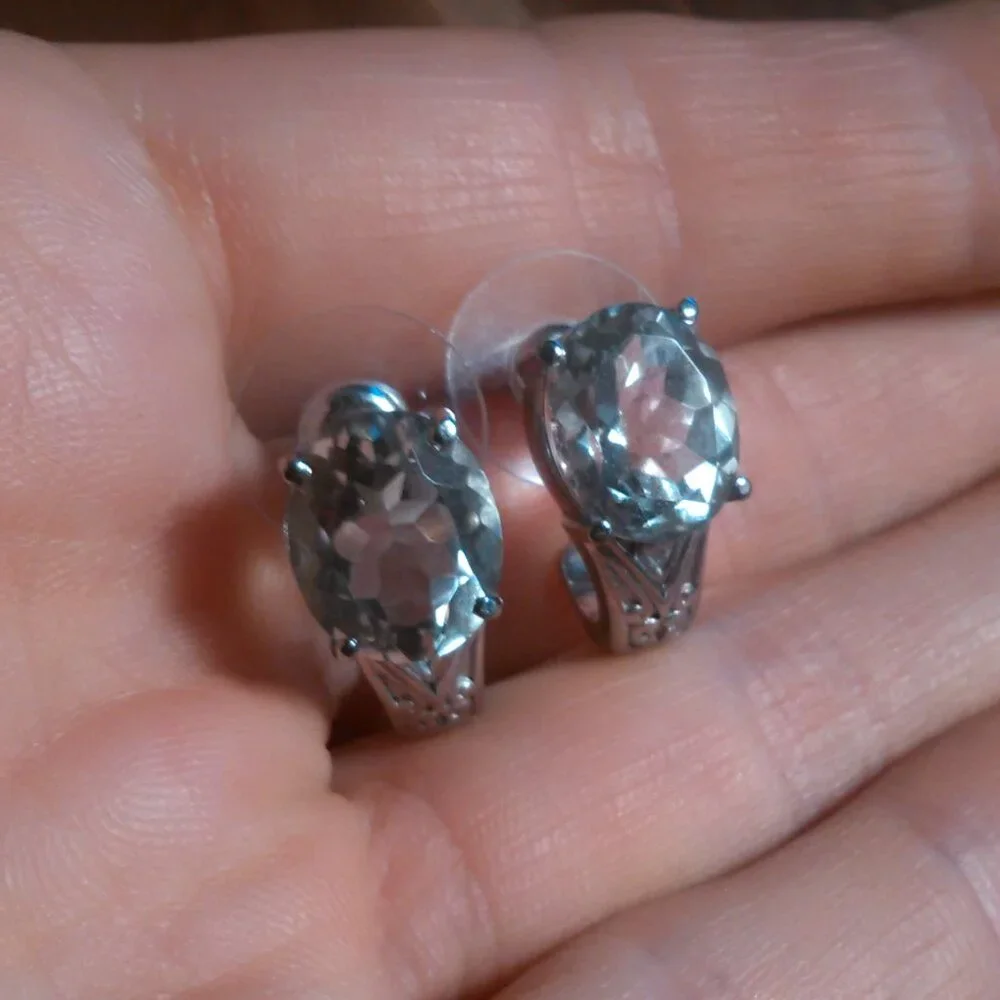 Montezuma Prasiolite Stainless Steel J-Hoop Earrings - Picture 8 of 8